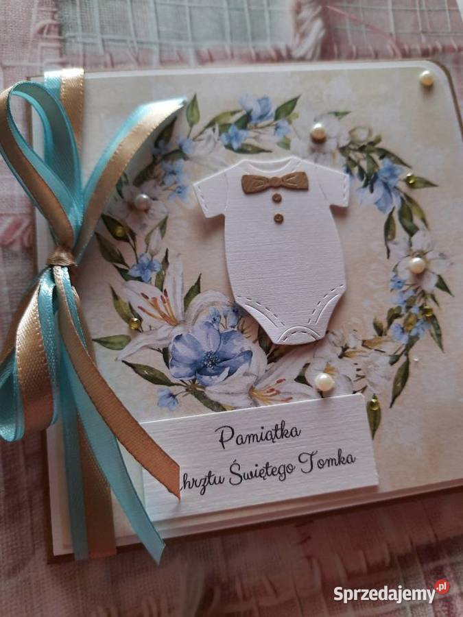 Kartka 2w1 chrzest i 1urodziny personalizowana Rękodzieło Pogonów