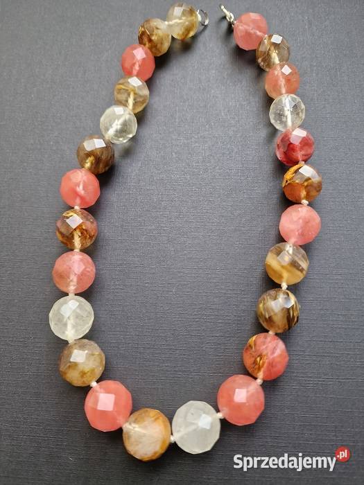 BRAZYLIJSKI KWARC Z RUTYLEM NASZYJNIK ETNO ART