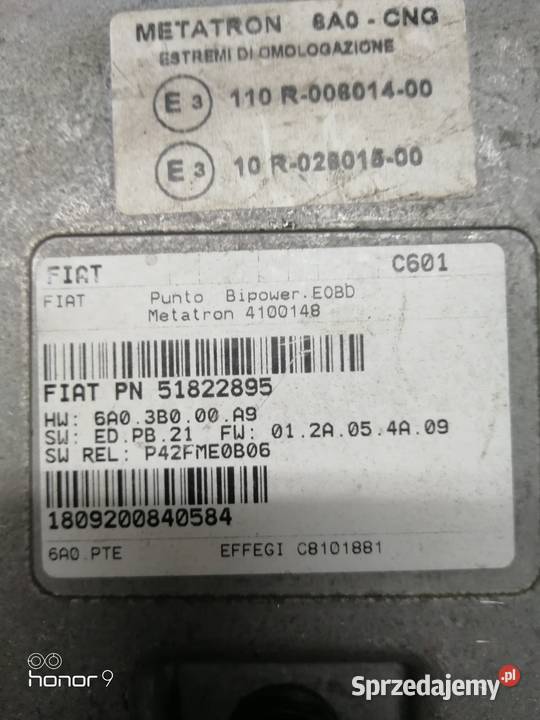 Sterownik silnika Fiat Punto CNG osobowe