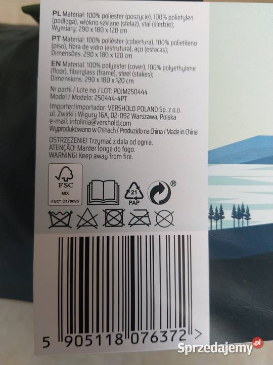 NAJTANIEJ Namiot Rodzinny 3 4 osobowy 240 x 180