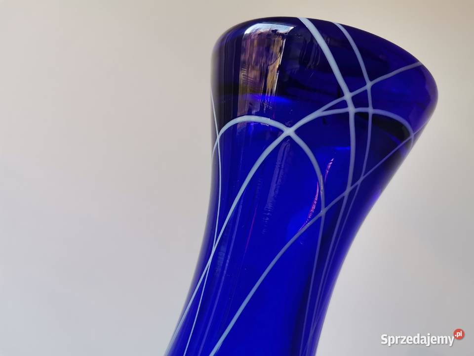 Stary niebieski wazon Kalia w oplocie szkło Katowice