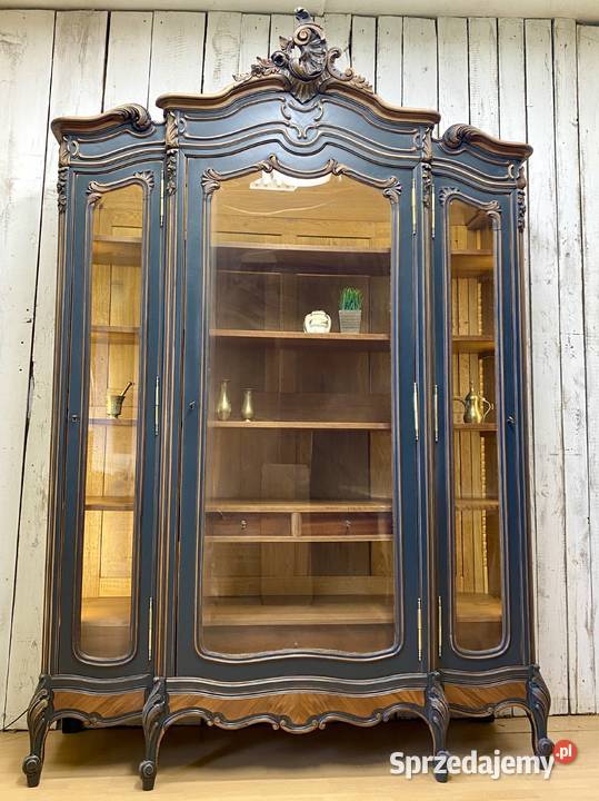 BIBLIOTEKA 3drzwiowa witryna antracyt Louis XV Kredensy i witryny Poznań sprzedam