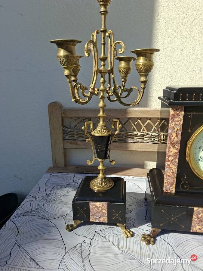 Kominkowy zegar marmurowy plus 2 kandelabry Rzeszów