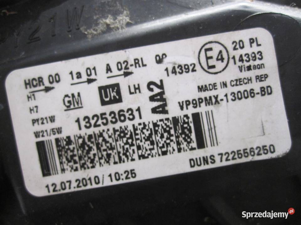 OPEL MERIVA B 10r lampa lewa przód ANGLIK osobowe świętokrzyskie