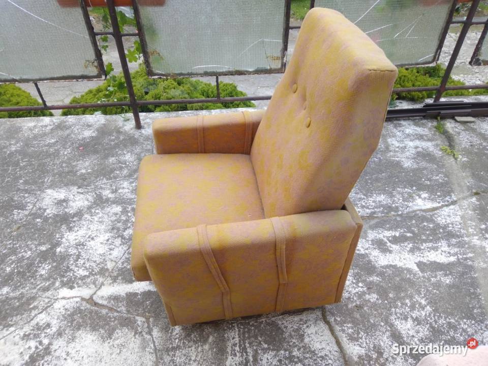 Fotel na kółkach fotele PRL materiałowy wzór Łódź