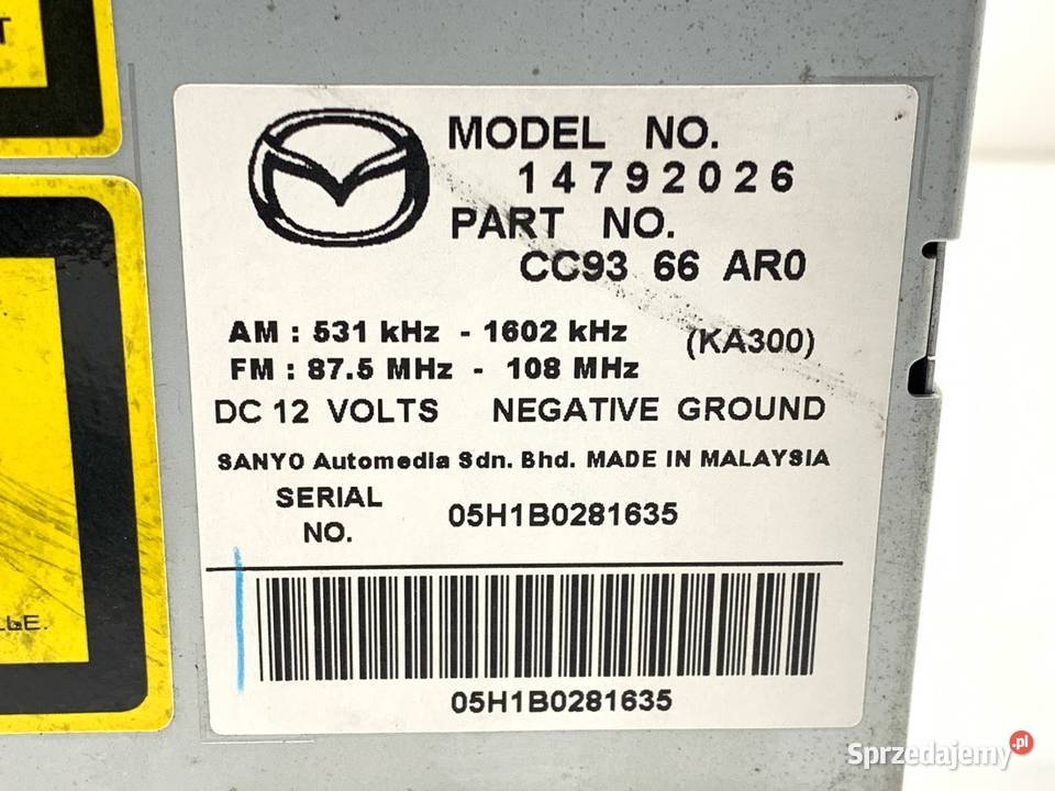RADIO MAZDA 5 II 14792026 0510 ODTWARZACZ