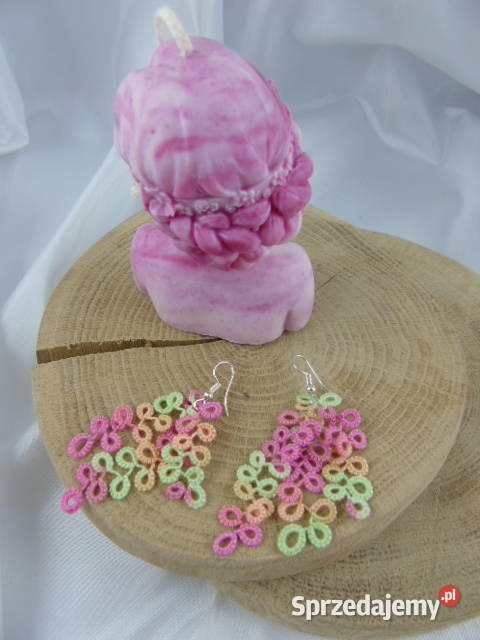 Kolczyki frywolitkowe różne wzory i kolory Wiśniowa