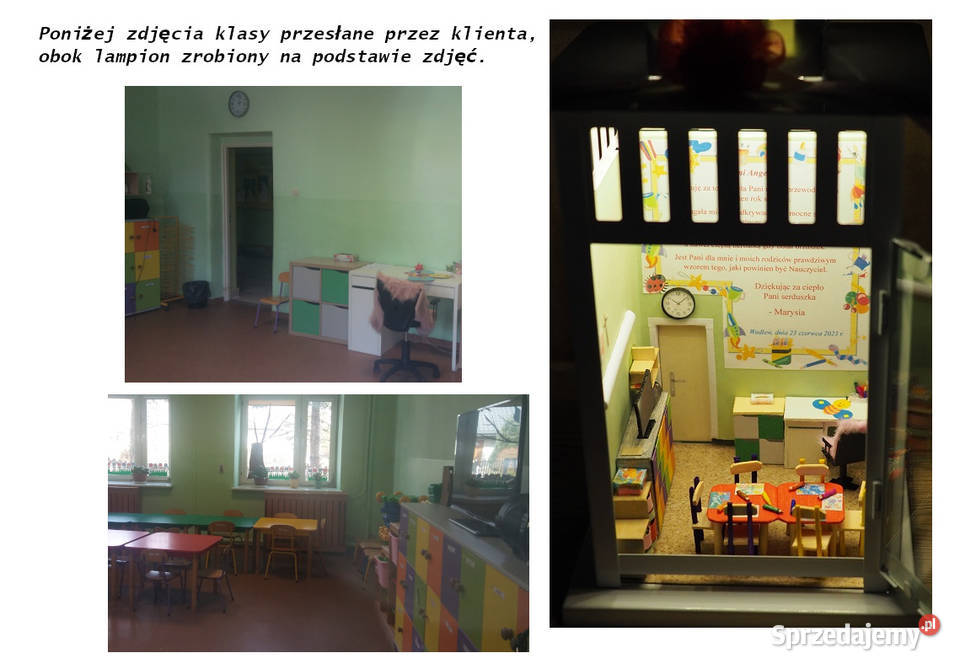 Lampion z miniaturową klasą nauczyciela handmade Żory