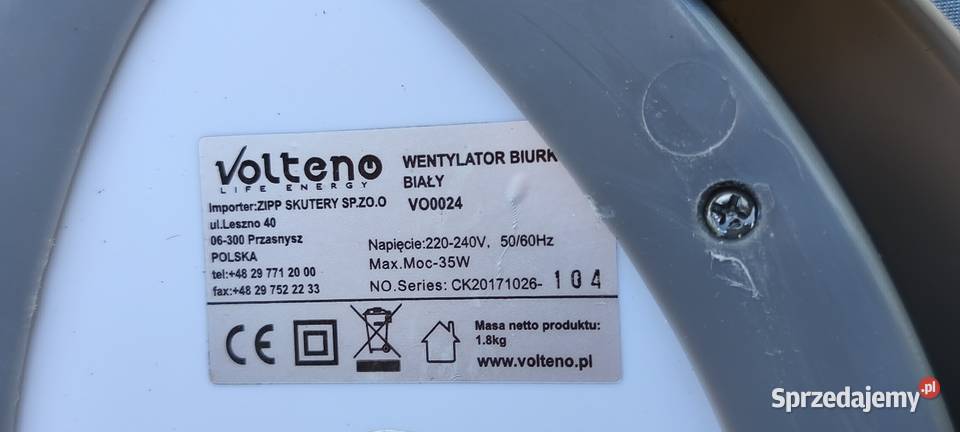 Wentylator biurkowy na 230v Swarzędz sprzedam