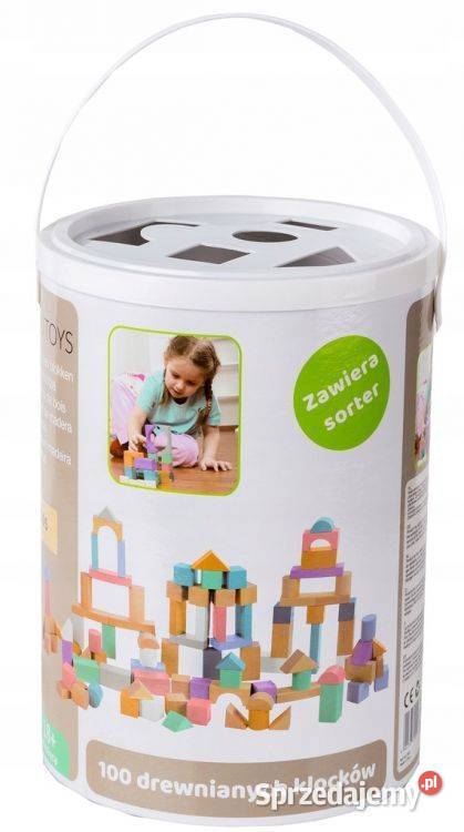 Drewniane klocki 100 wiaderko sorter Ecotoys Bielsk Podlaski