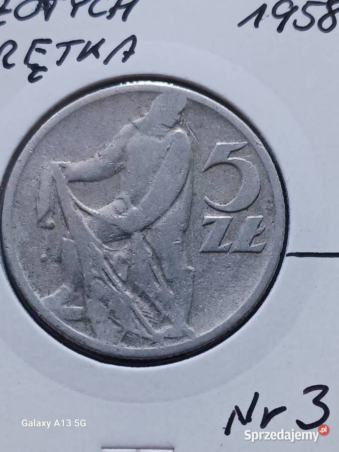 5 Złotych Rybak 1958 r skrętka 3 wielkopolskie Konin