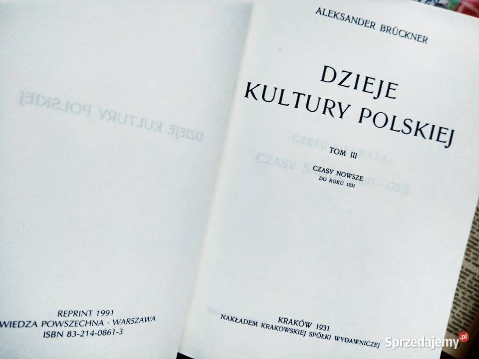 Dzieje kultury polskiej Bruckner dzieje nowsze sprzedam