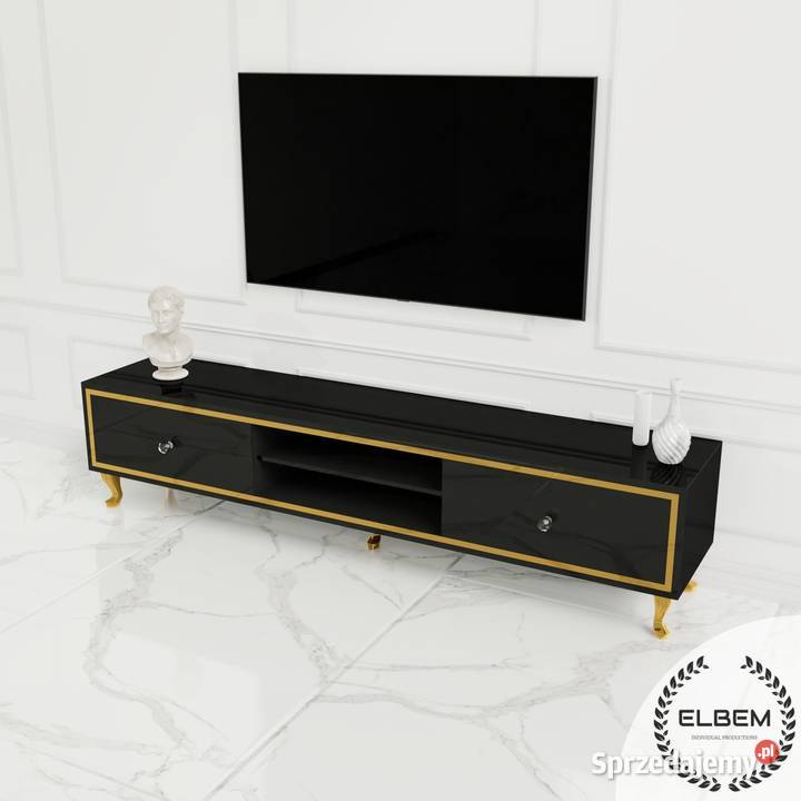 Szklana czarna szafka RTV Glamour Warszawa