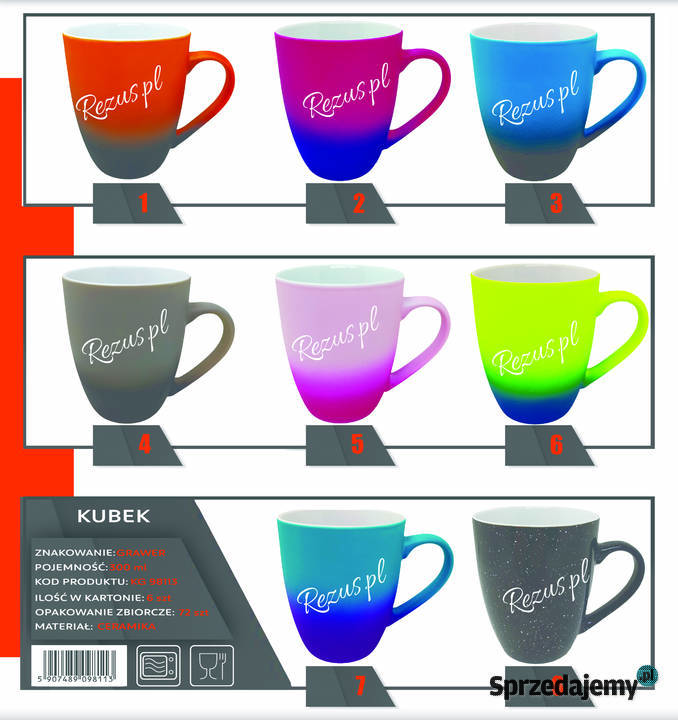 Kubki grawerowane 27 kolorów Brzozów