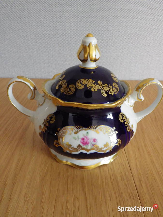 Serwis kawowy deserowy do herbaty kobaltowozłoty Łódź