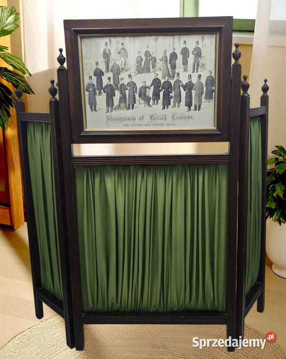 Drewniany składany parawan kominkowy Anglia lata Pomiechówek