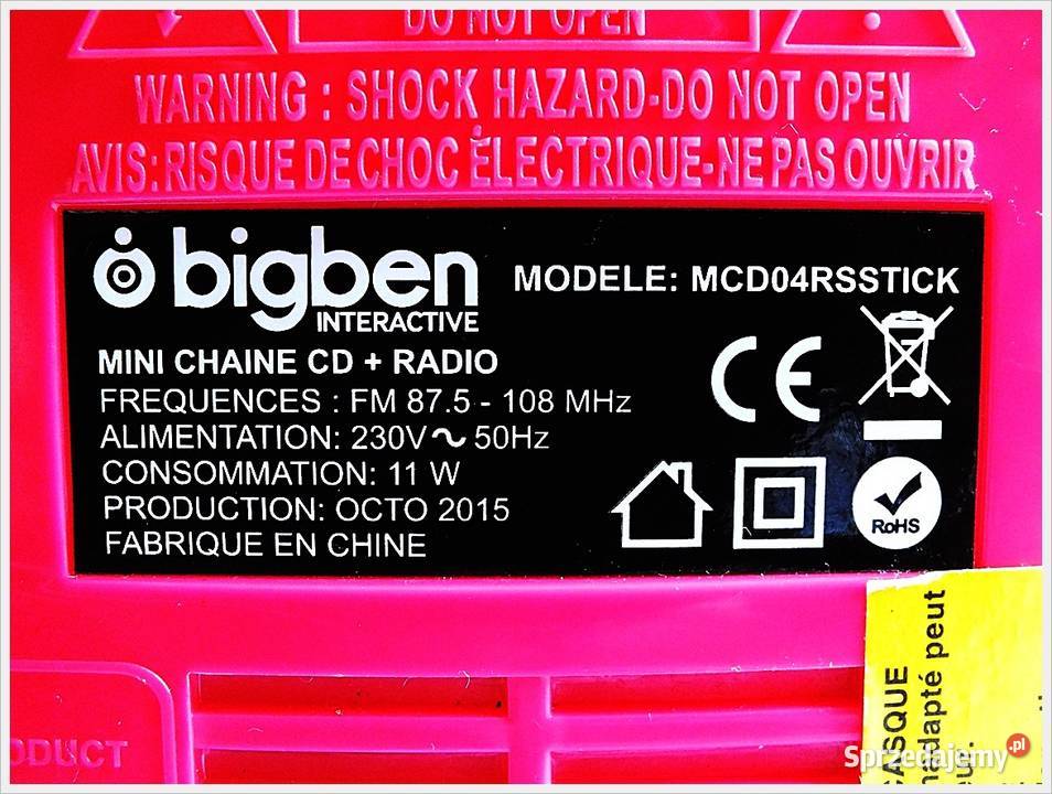 Różowa MINI Wieża CD BigBen Aux Radio lubuskie sprzedam