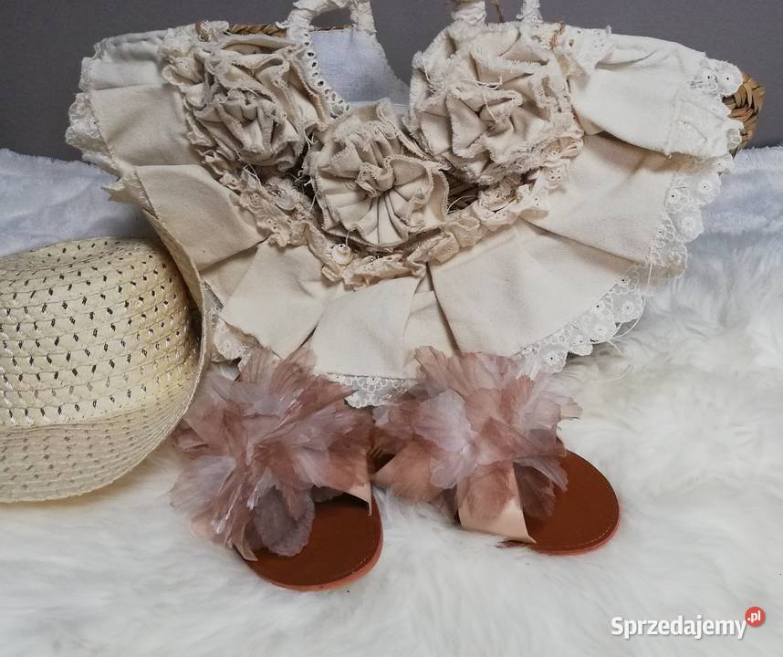 klapki brązowe duży kwiat Warszawa sprzedam