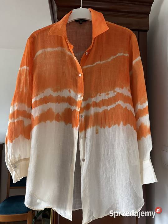 Koszula damska XS pomarańczowa Massimo Dutti len pomarańczowy Bluzki i koszule