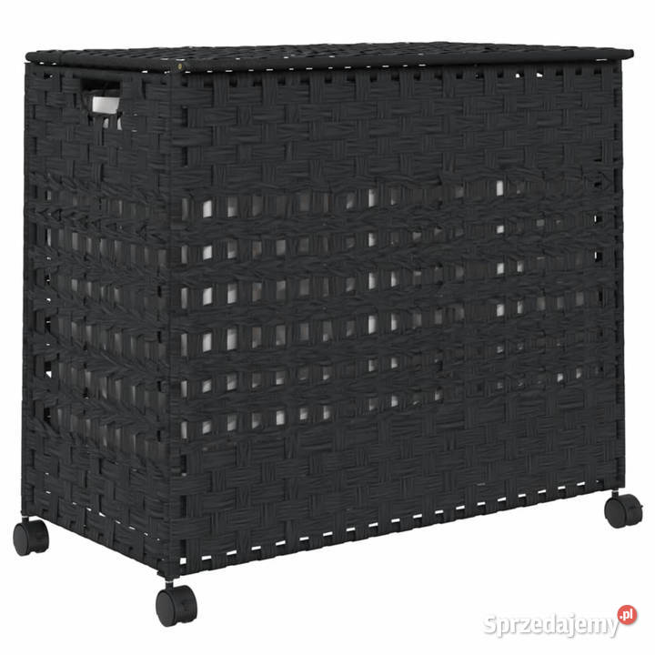 Kosz na pranie z kółkami czarny 66x35x60 rattan sprzedam