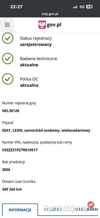 Seat Leon II 2 LPG okazja klimatyzacja warmińsko-mazurskie