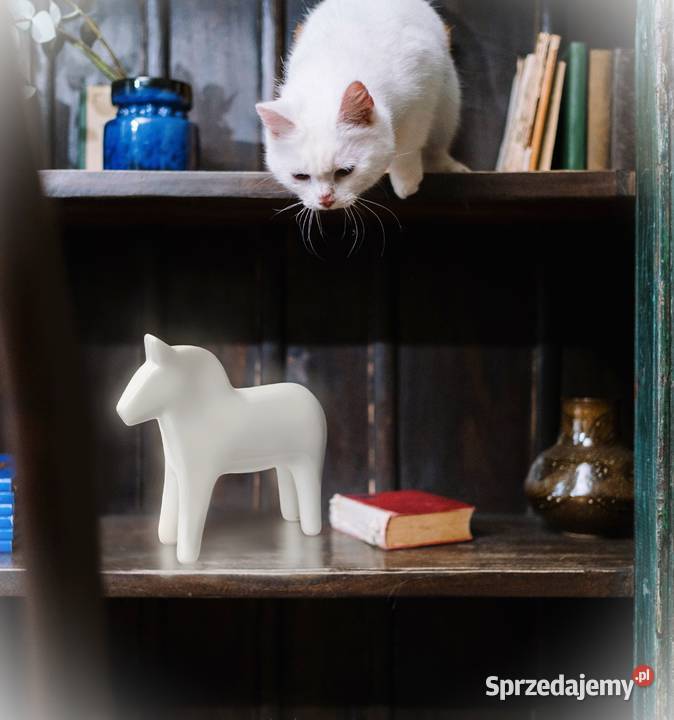 Koń szwedzki porcelana biały konik figurka Lublin
