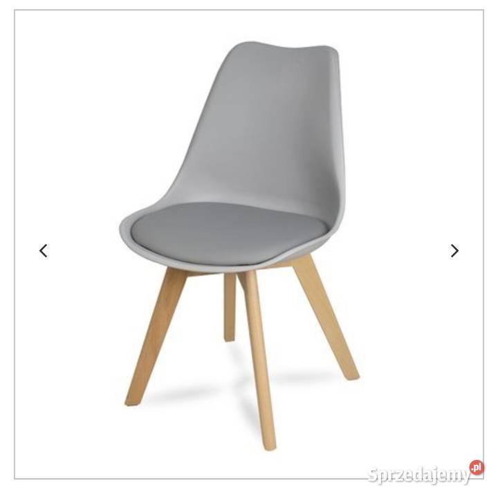 Krzesło szare, czarne  z poduszką Drewniane nogi