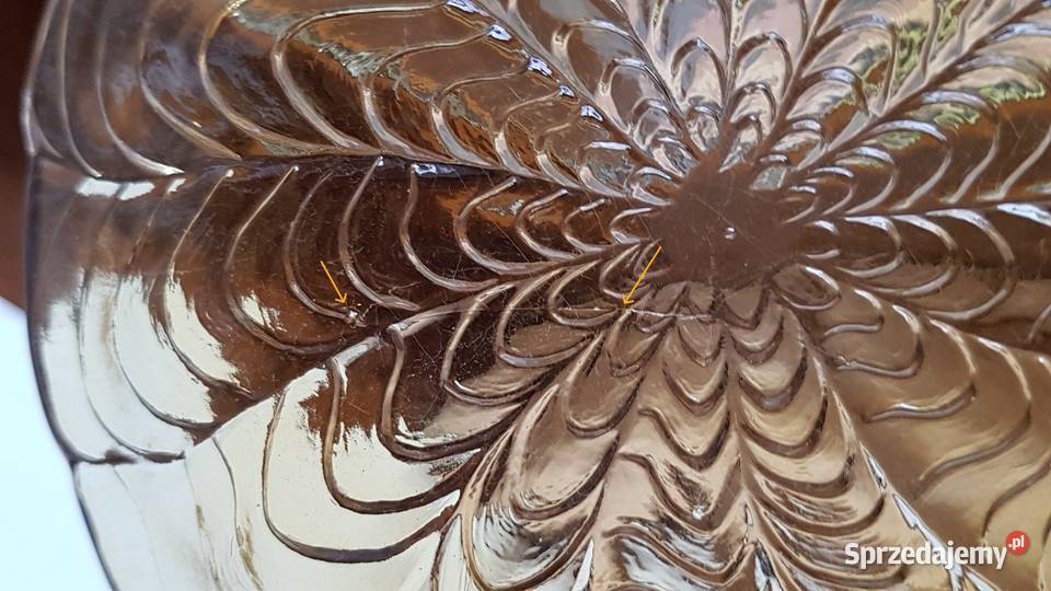 Talerzyki Fala Ząbkowice kolorowe szkło PRL