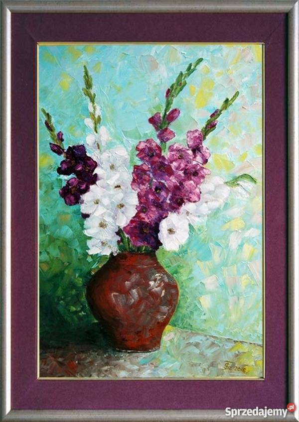 Obraz olejny Mieczyki Dekoracje i ozdoby