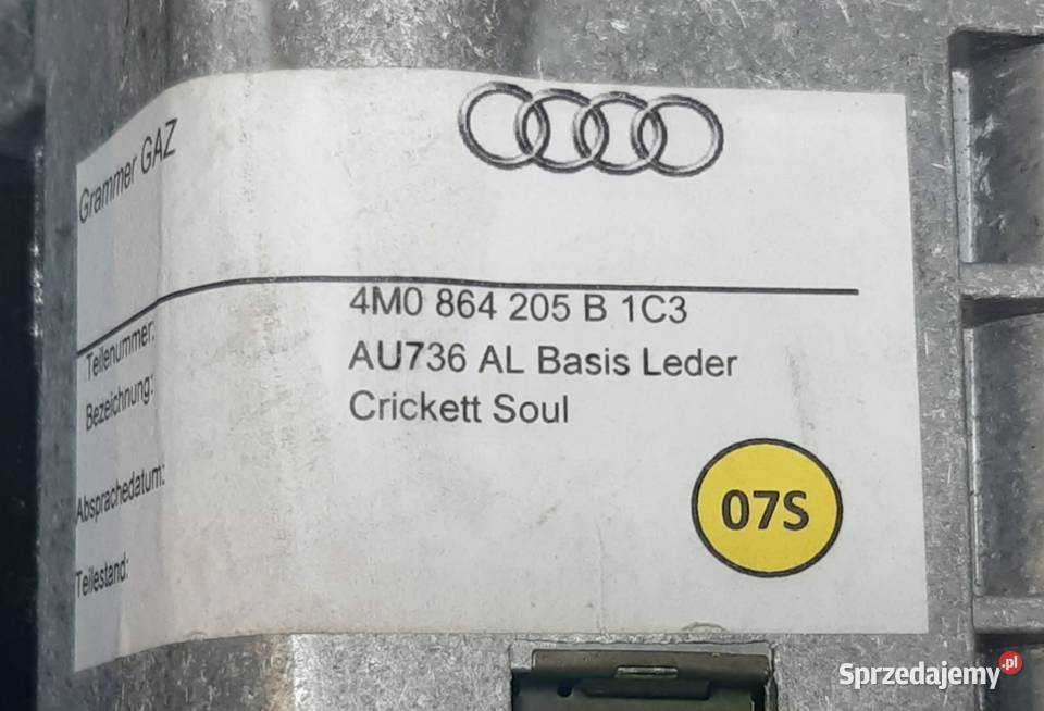 PODŁOKIETNIK ŚRODKOWY SKÓRA AUDI Q7 4M 4M0864205 dolnośląskie Mielęcin