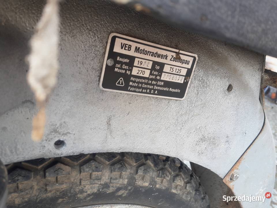 Mz ts 125 z dokumentami Mirzec