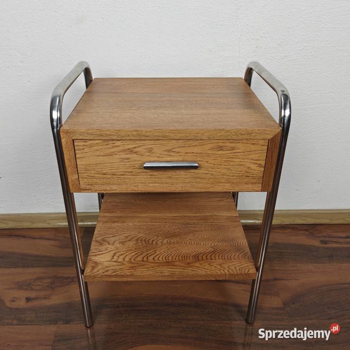Szafka nocna lity dąb chrom teak Bauhaus Art Warszawa