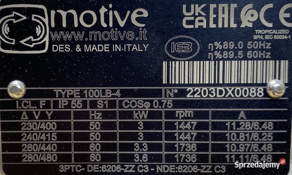 silnik elektryczny 3kW 1447obr 3fazowy IE3 Pigża