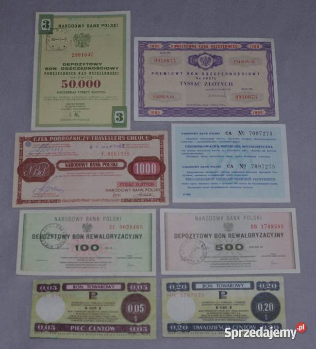 Zestaw bonów z PRL Płock