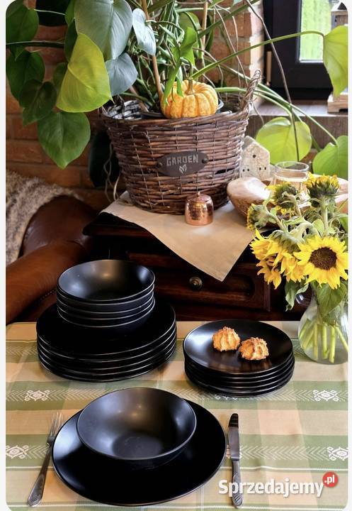 Promocja 139 Zestaw 18 sztuk talerzy czarny mat Zabrze
