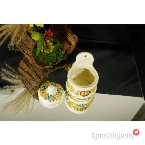 Bolesławiec ceramiczny pojemnik kuchenny ścienny