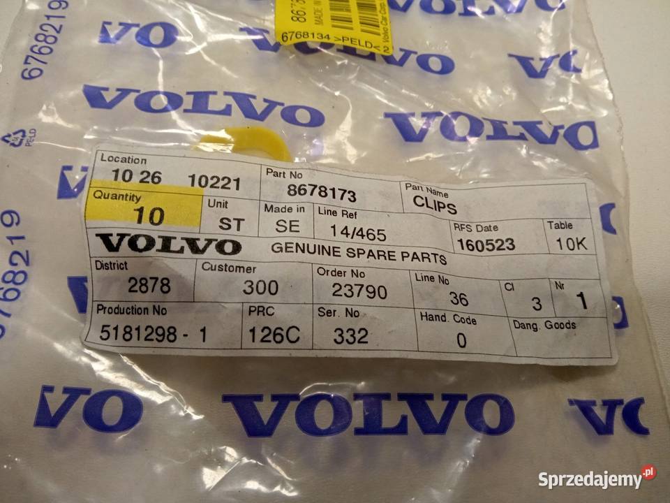 SPINKA KLIPS LAMPY PRZÓD VOLVO S80 II V70 II wielkopolskie