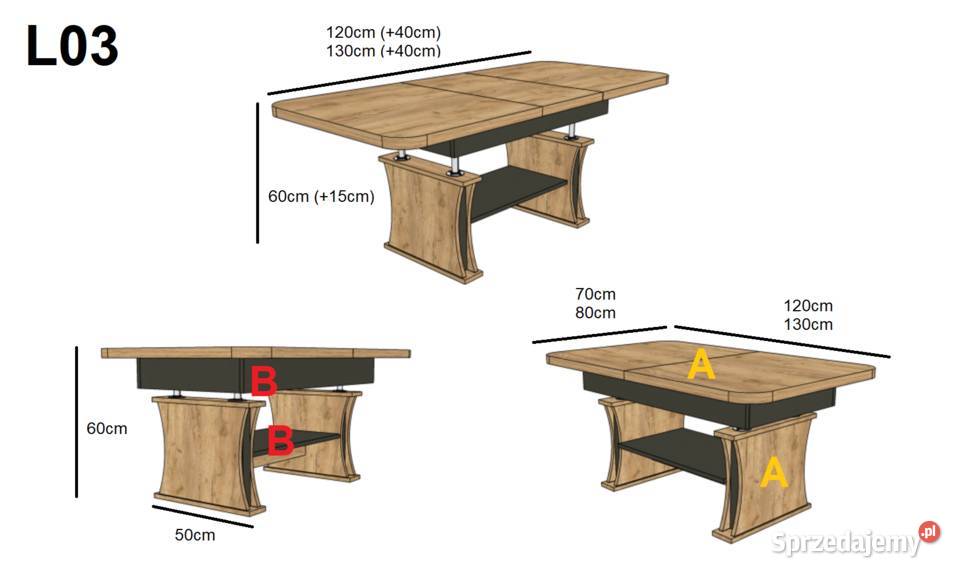 Ławostół L03 RAMA podnoszony rozkładany do 170 Łódź sprzedam