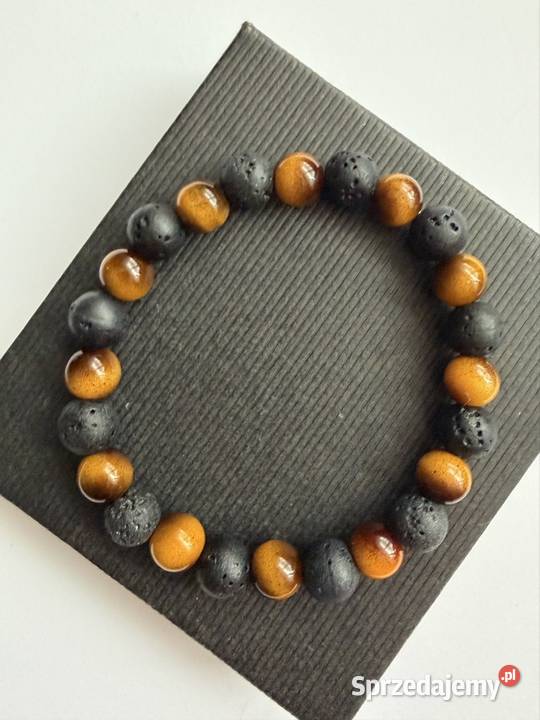 Bransoletka z lawy i ceramiki na prezent Łomża