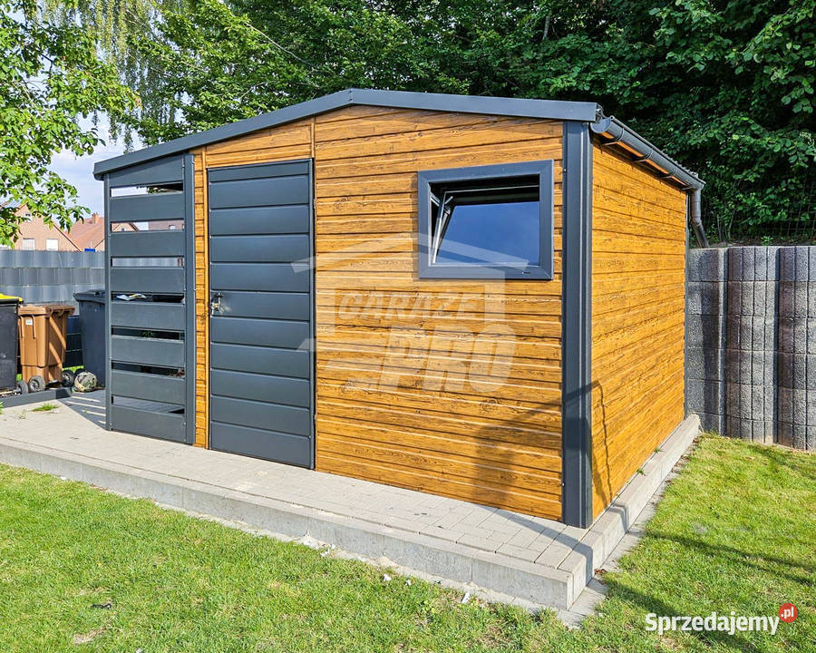 Schowek domek ogrodowy 3x35m wiata 1m drzwi okno Domki narzędziowe