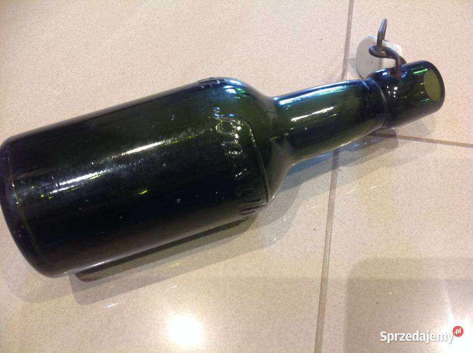 Stara Butelka z Porcelanką Szklana Haselbach Nowa Sól