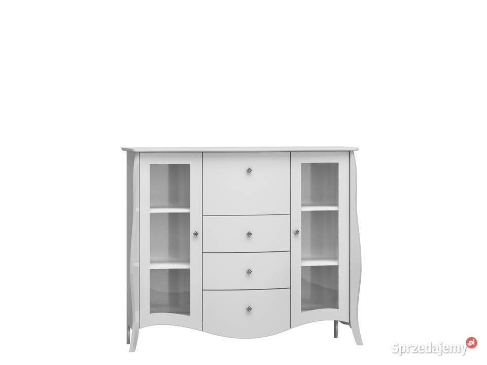 Komoda z barkiem przeszklona biała Barocco styl 143cm Komody wielkopolskie Poznań