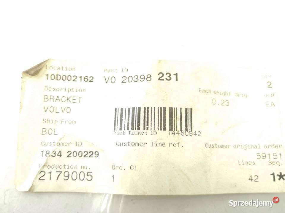 WSPORNIK 2 VOLVO NOWY ORYGINAŁ 2039821