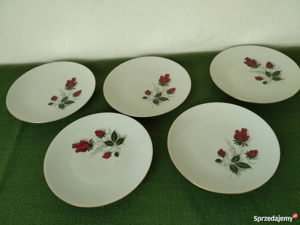 Talerze deserowe porcelana Mitterteich czerwona Ropa sprzedam