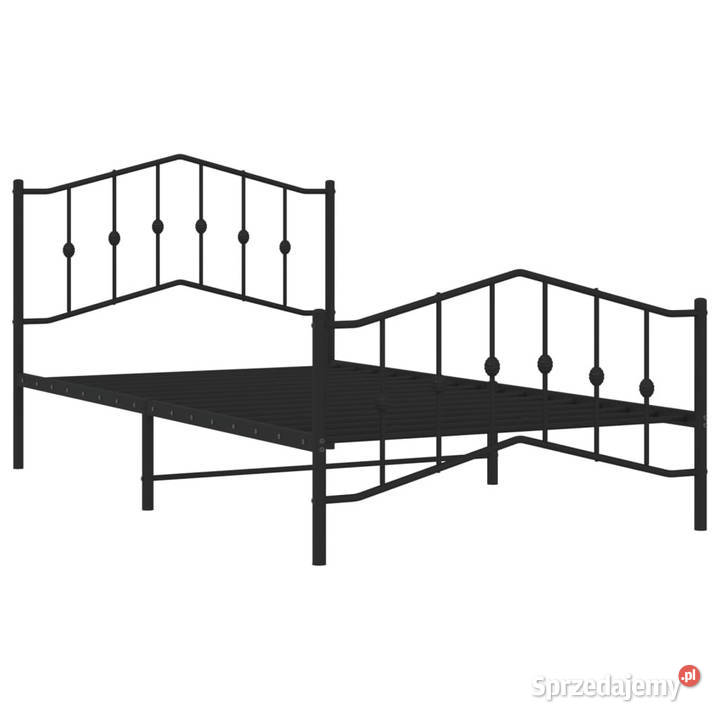 Metalowa rama łóżka z wezgłowiem i zanóżkiem 112cm