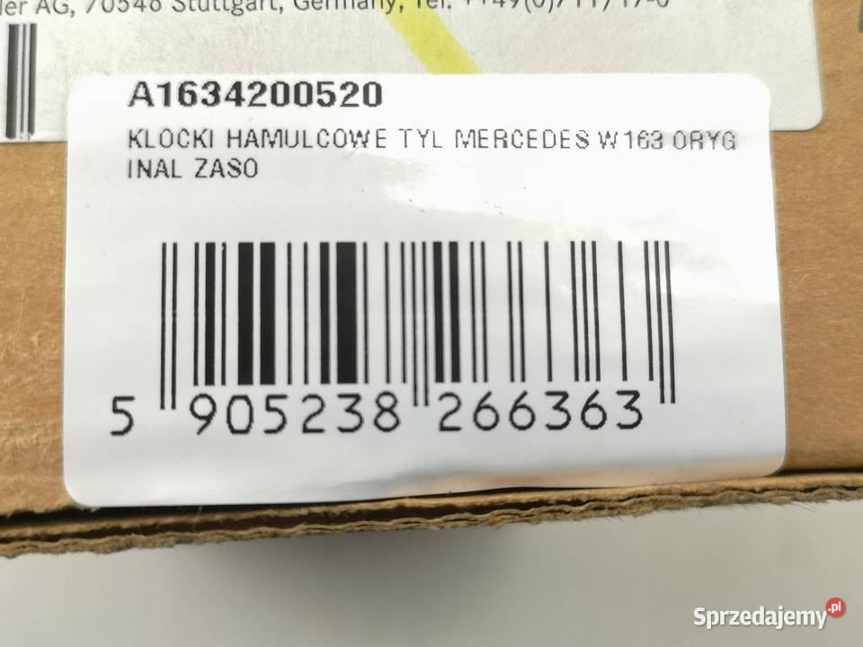KLOCKI HAMULCOWE TYŁ MERCEDES W163 9805 ORI OE
