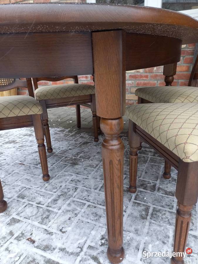 Stół dębowy owalny masywny holenderski 4 krzesła Gawroniec sprzedam