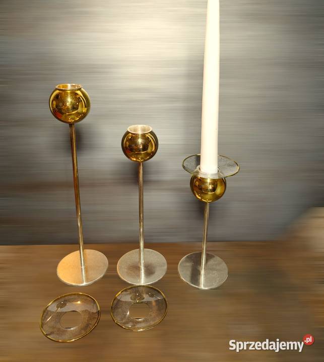 Świeczniki Niemcy lata 60 metalvintage Kalisz