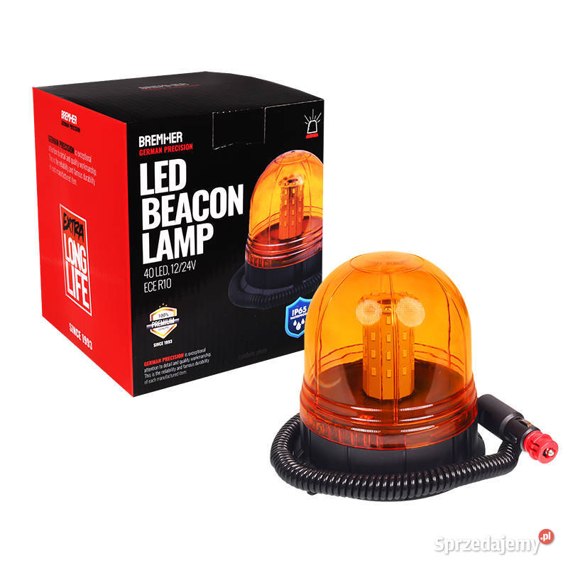 LAMPA OSTRZEGAWCZA KOGUT MAGNES 3 OTWORY 40 LED