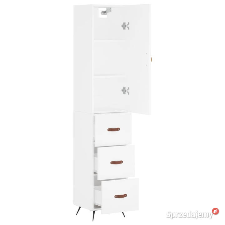 Wysoka szafka biała 345x34x180 materiał